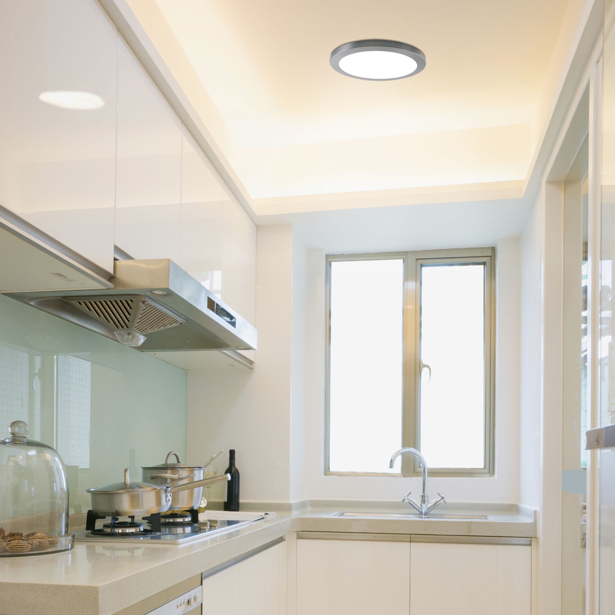 LED Deckenleuchte BONUS 22.5 CM - 18W, 1880lm, 3000/4000/6500K, IP20, CRI 80, weiss, nicht dimmbar, inkl. Alu-Ring, D=225mm, H=19mm