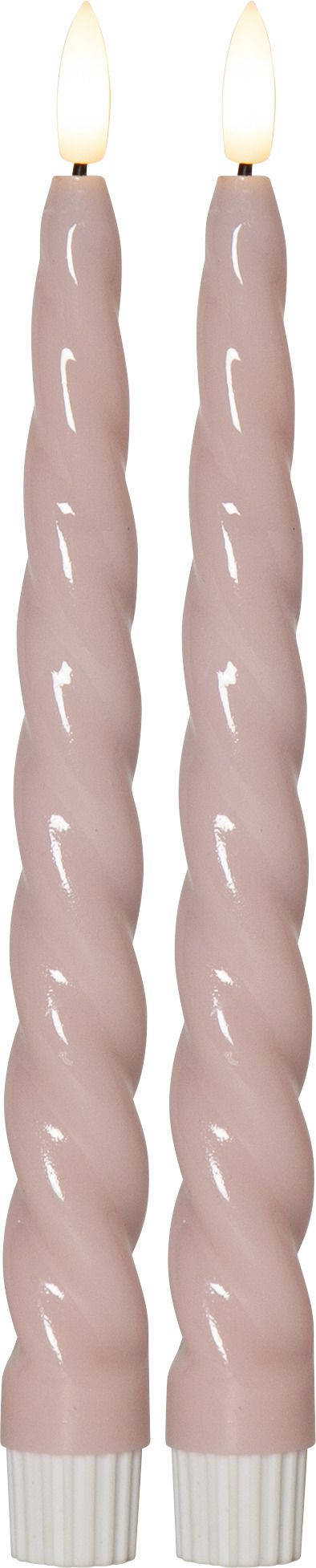LED Dinner Kerze 2P Flamme Shine - Indoor, Pink, 24.50 cm Höhe, Timerfunktion