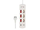 Steckdosenleiste Fix-Line+ MultiSwitch USB-C - 3x T13, 2x USB-C + 1x USB-A PD 20W, 2.0m Kabel, einzeln schaltbar + Hauptschalter, weiss