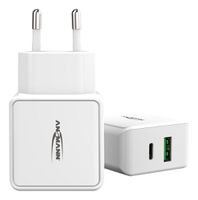 Home Charger HC218PD weiss - USB-Ladegerät Home Charger HC218PD weiß / 3 A / 20 W / 2 Port USB-C/A