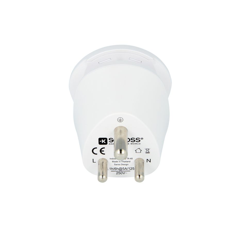 Combo  adapteur de voyage - World to India - Out: Indien, Schuko, In: CH, IT, BRA, UK, USA/Japan, Schuko, AUS/China