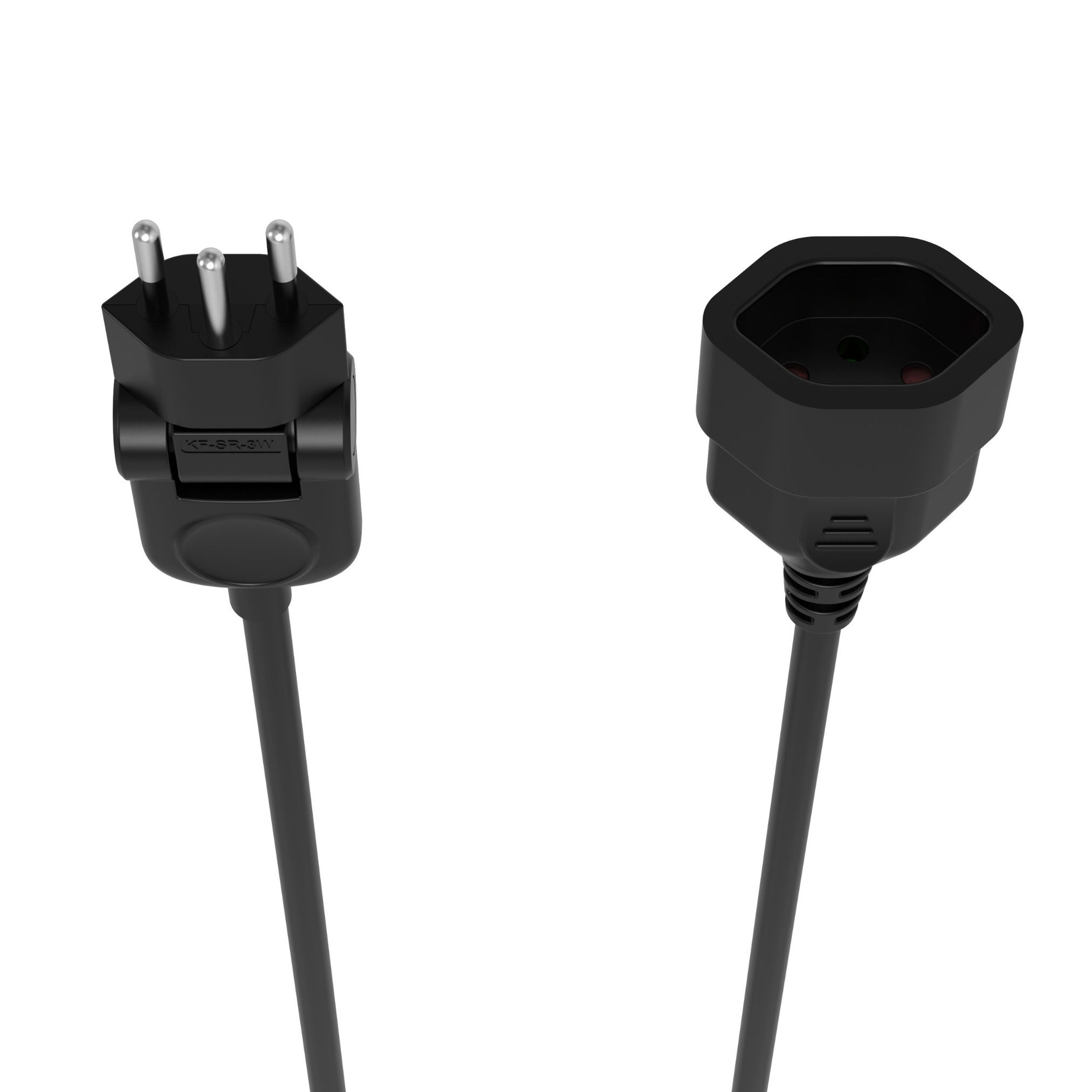 Verlängerungskabel MOVE - 5m T12/T13, schwarz, H05VV-F 3G1.0mm2 mit dreh- und klappbarem Stecker 270° / 180°