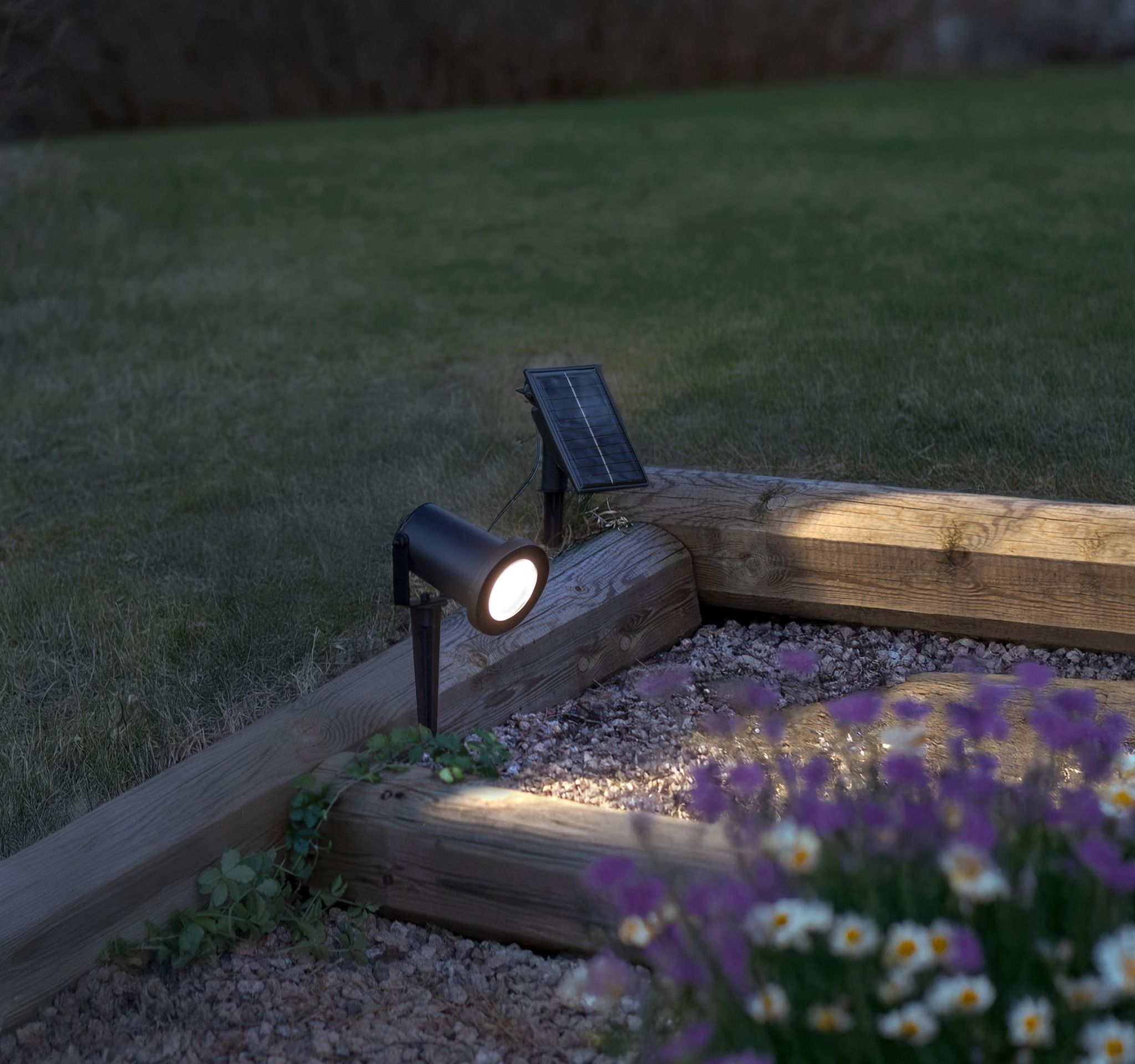 Solar Spotlight Powerspot - Indoor, Outdoor, Warmweiss, Schwarz