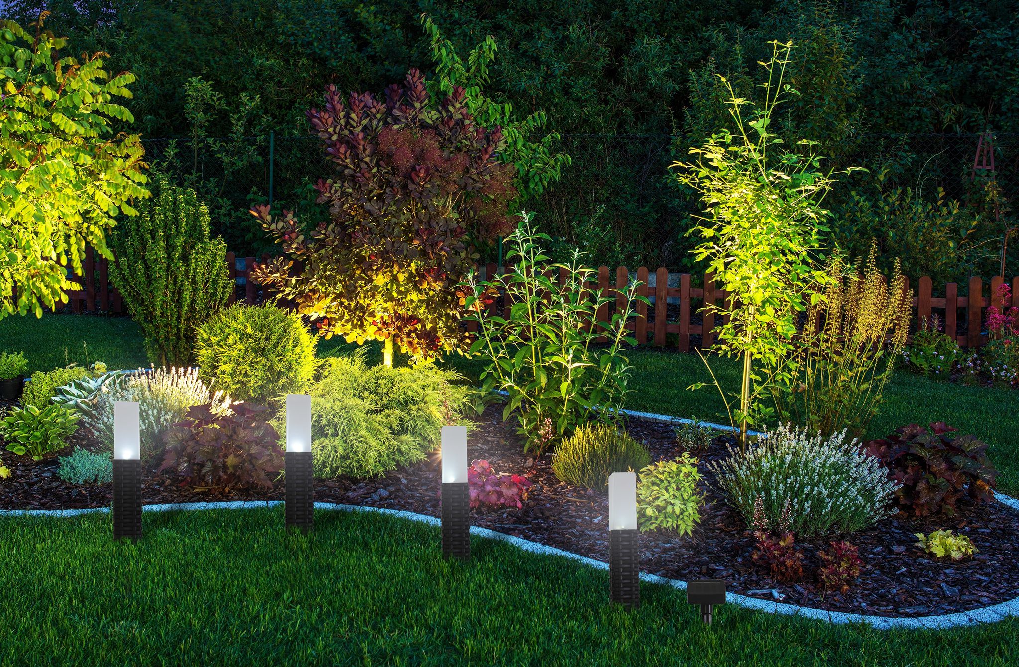 4er-Set LED-Outdoor-Erdspieß - IP44, kaltweiss, W