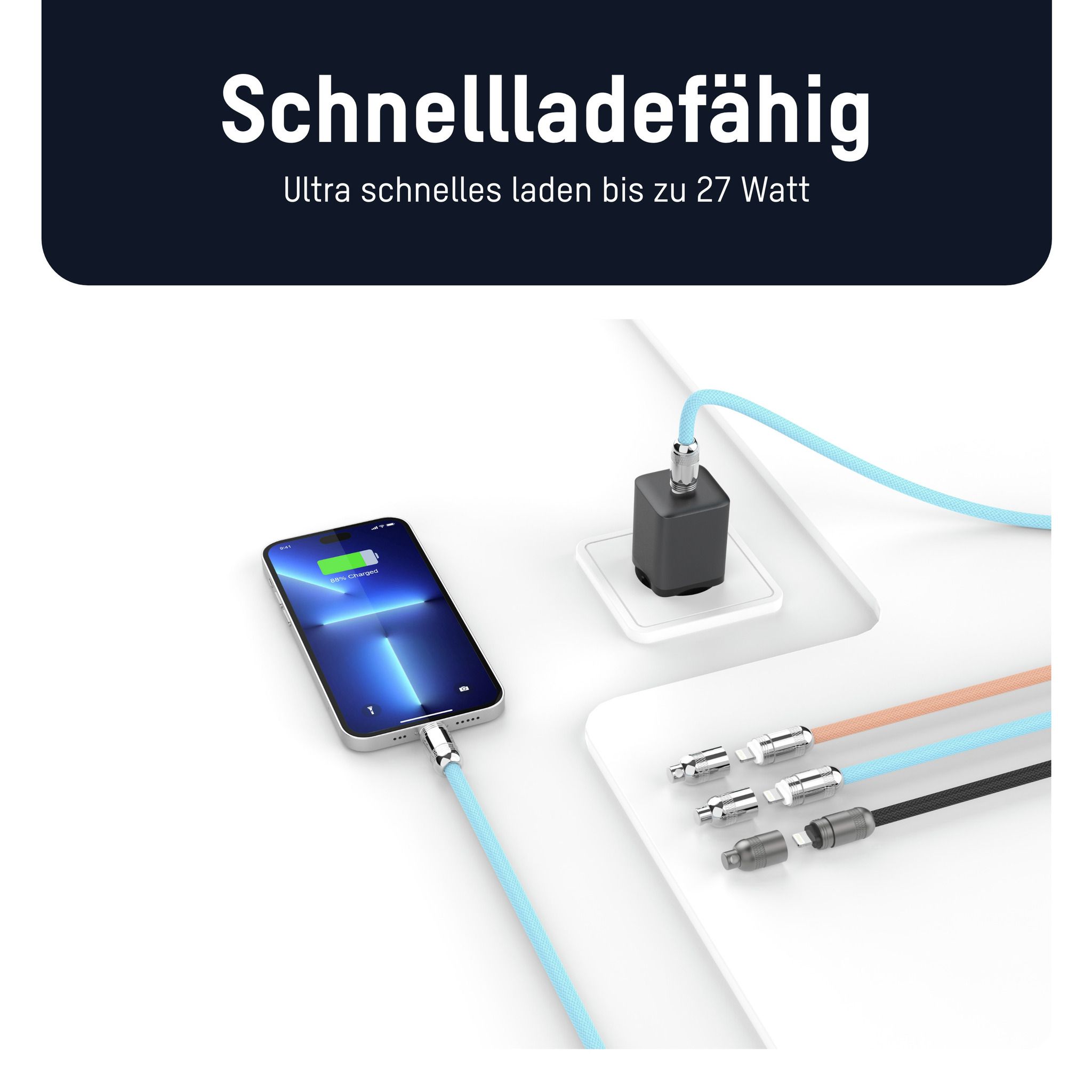 Lanyard Kabel USB Typ-C zu Lightning - 120 cm, blau