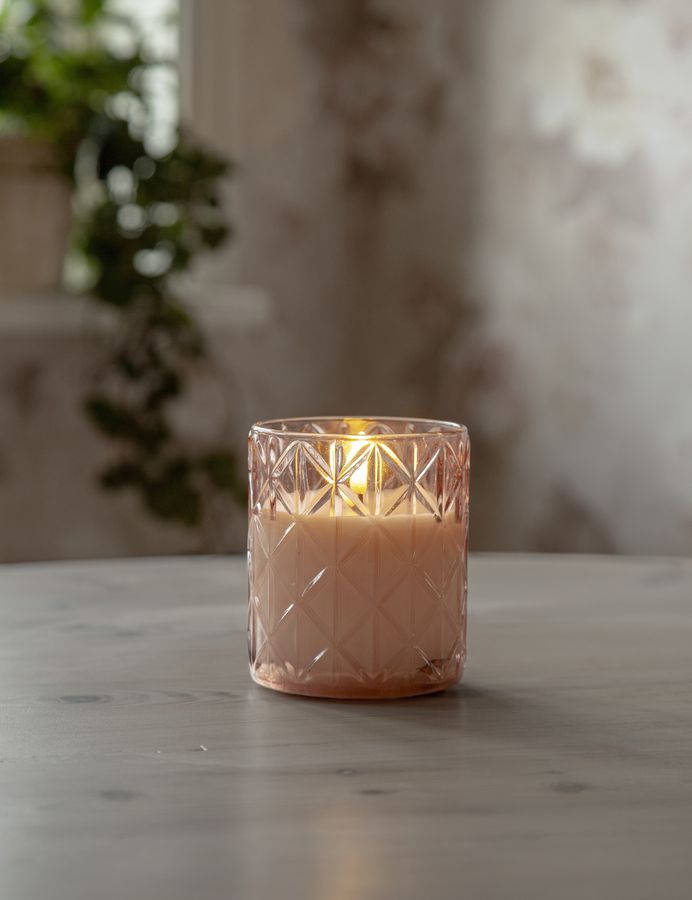 LED Kerze Flamme Romb - Indoor, Pink, 10.00 cm Höhe, Timerfunktion