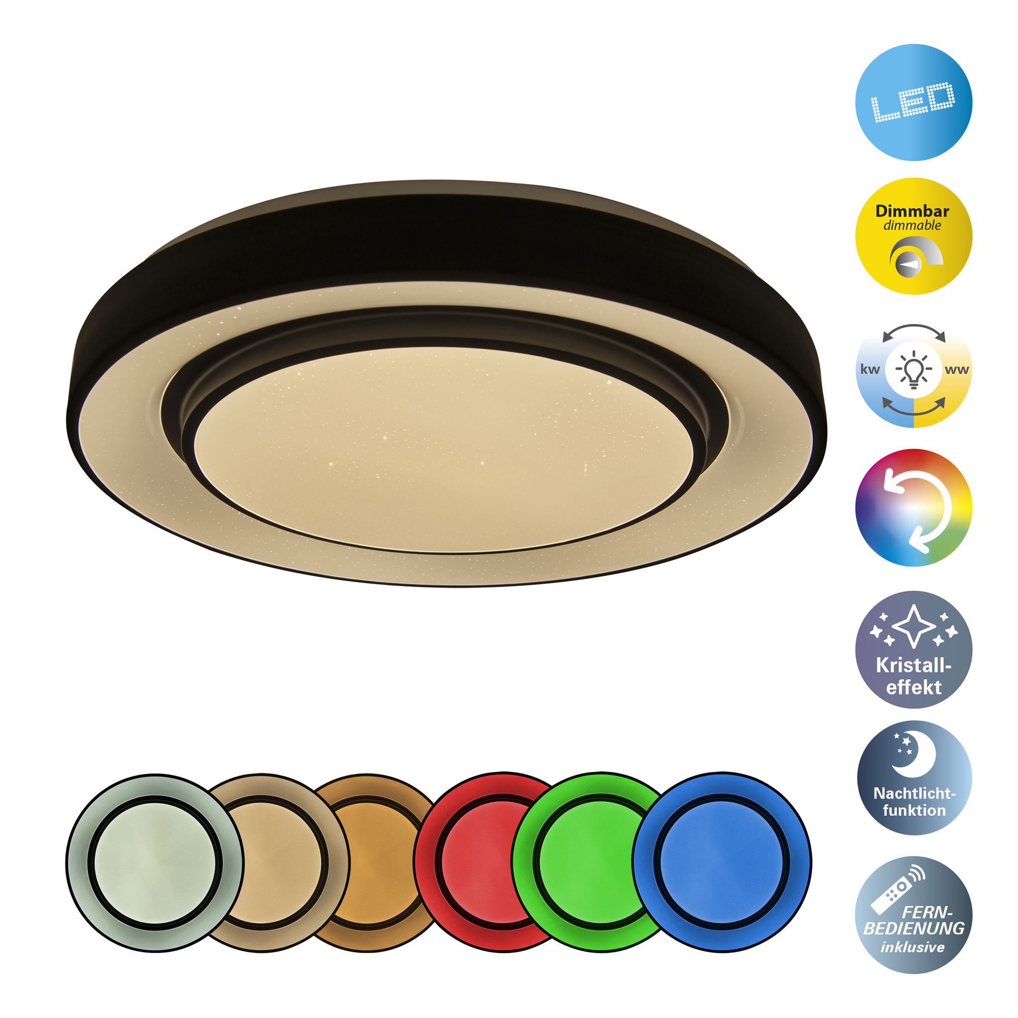 LED Deckenleuchte Monterey d: 37.5cm - IP20, 24W, 2640lm, 3000K, 230V