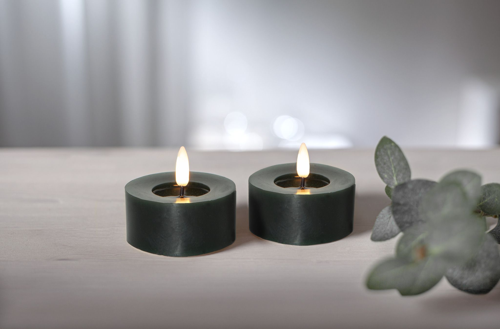 LED Teelicht 2 Pack Flamme Flow - Indoor, Grün, 5.5cm  Höhe, Timerfunktion