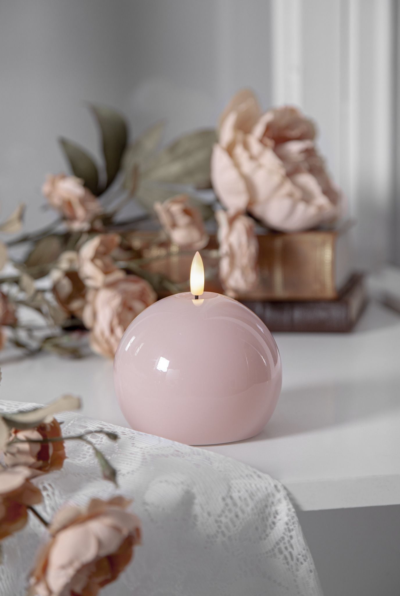 LED Pillar Kerze Flamme Shine - Indoor, Pink, 11.00 cm Höhe, Timerfunktion