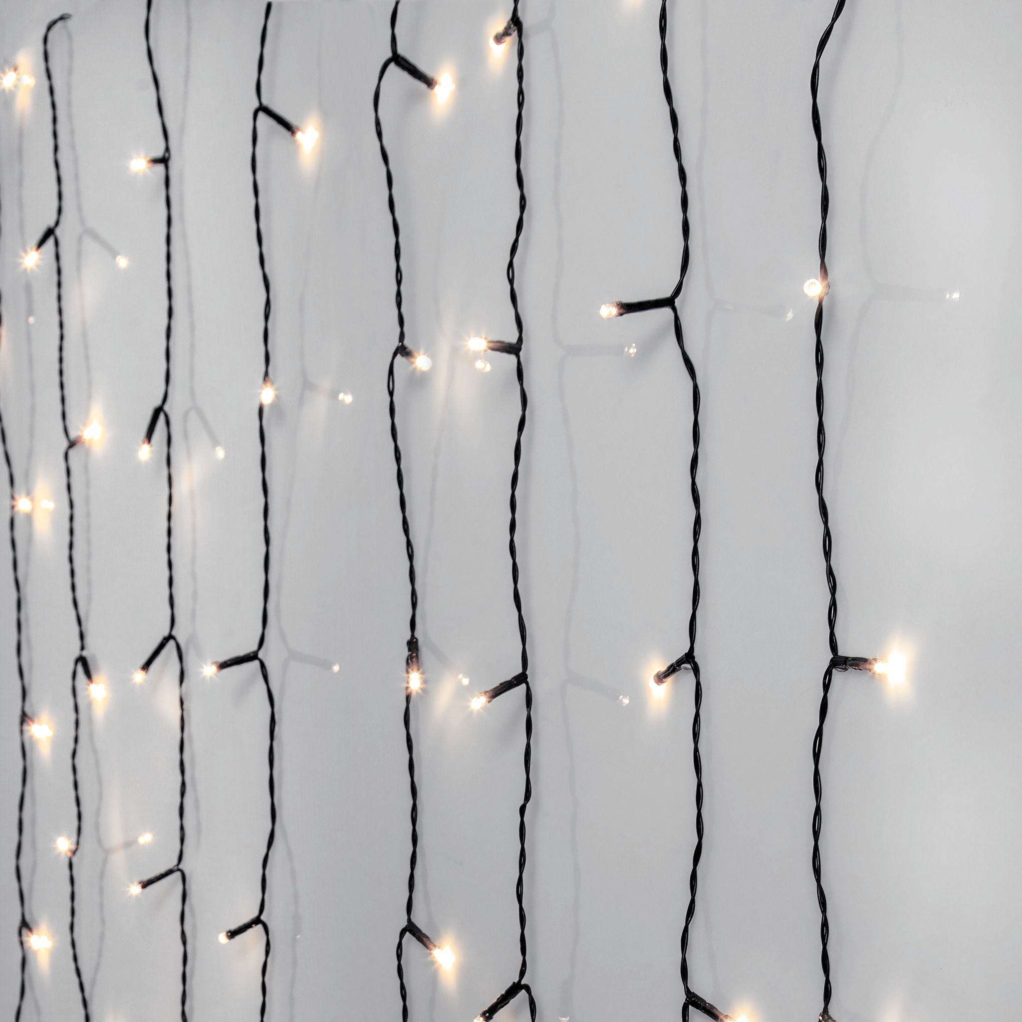 LED crispy white, Vorhang, 80 LEDs - Schwarz, 3000K, 130cm x 130cm