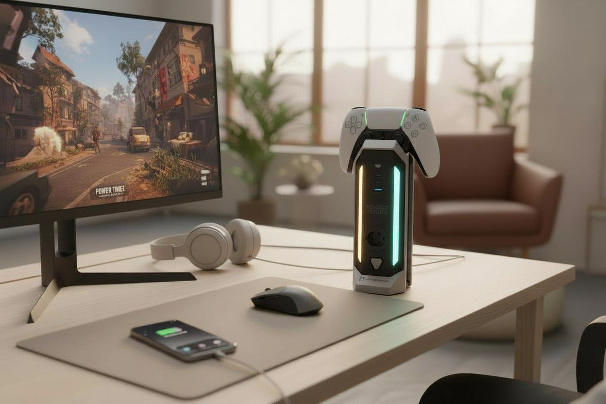 Power Tower - 4xT13 horizontal, 2.0m Kabellänge, 1xUSB-A, 2xUSB-C