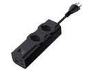 67W GaN Fast Charging Station - 2x T13, Out: USB-C1/ C2/ C3: 67W PD, C1+C2 shared: 45W + C3: 20W, USB-A: 5W, GaN, 2m Kabel, schwarz