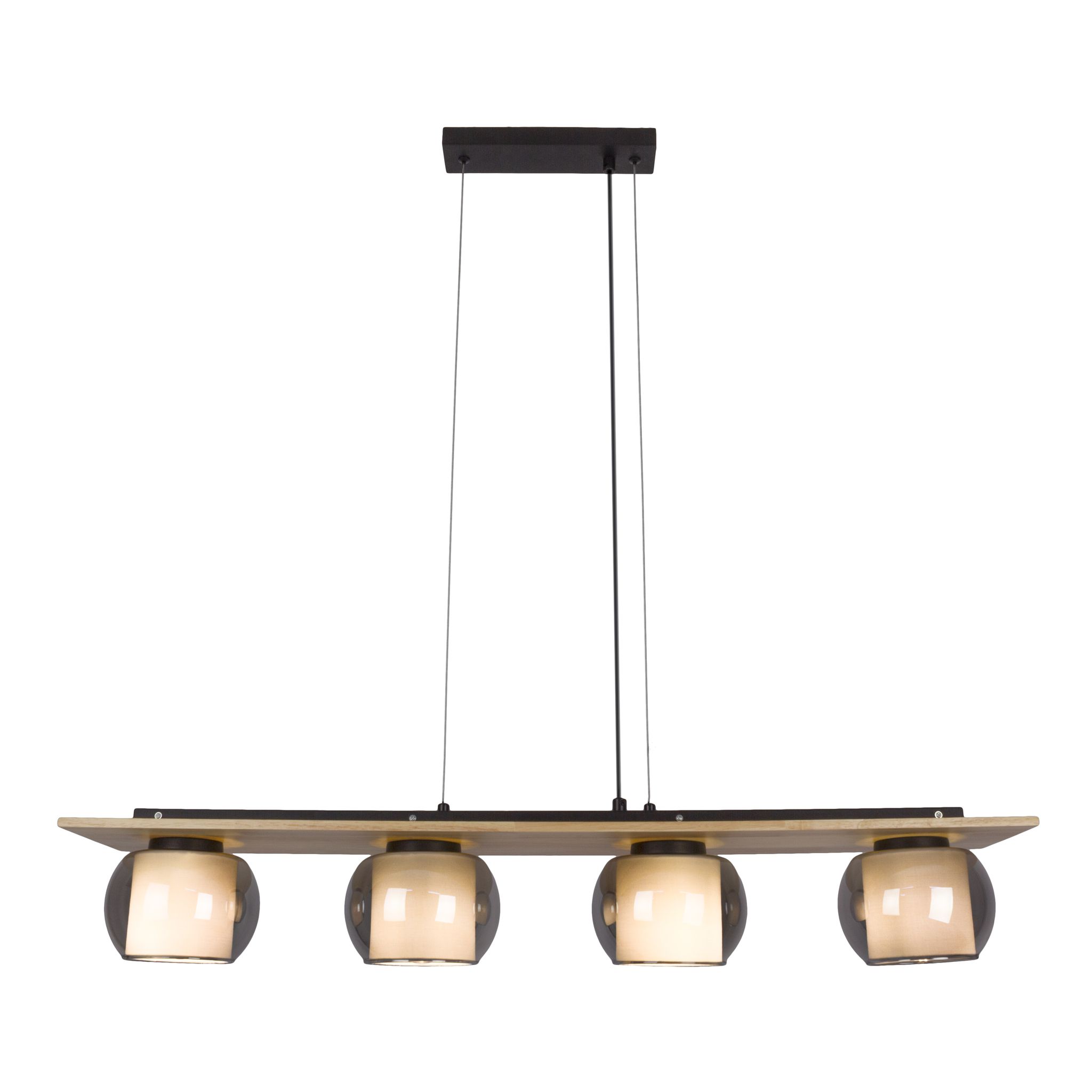4er Pendelleuchte  TEXAS  L: 90cm smoky - IP20, E27, Schwarz
