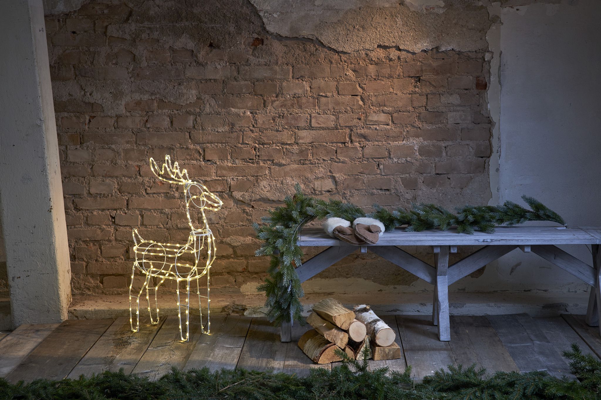 Silhouette Tuby Deer - IP44, Warmweiss, 160 LED