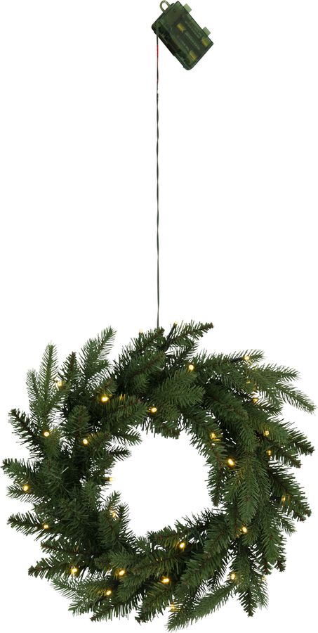 Künstlicher Weihnachtskranz Byske - grün, 30 LED's, 45cm Höhe