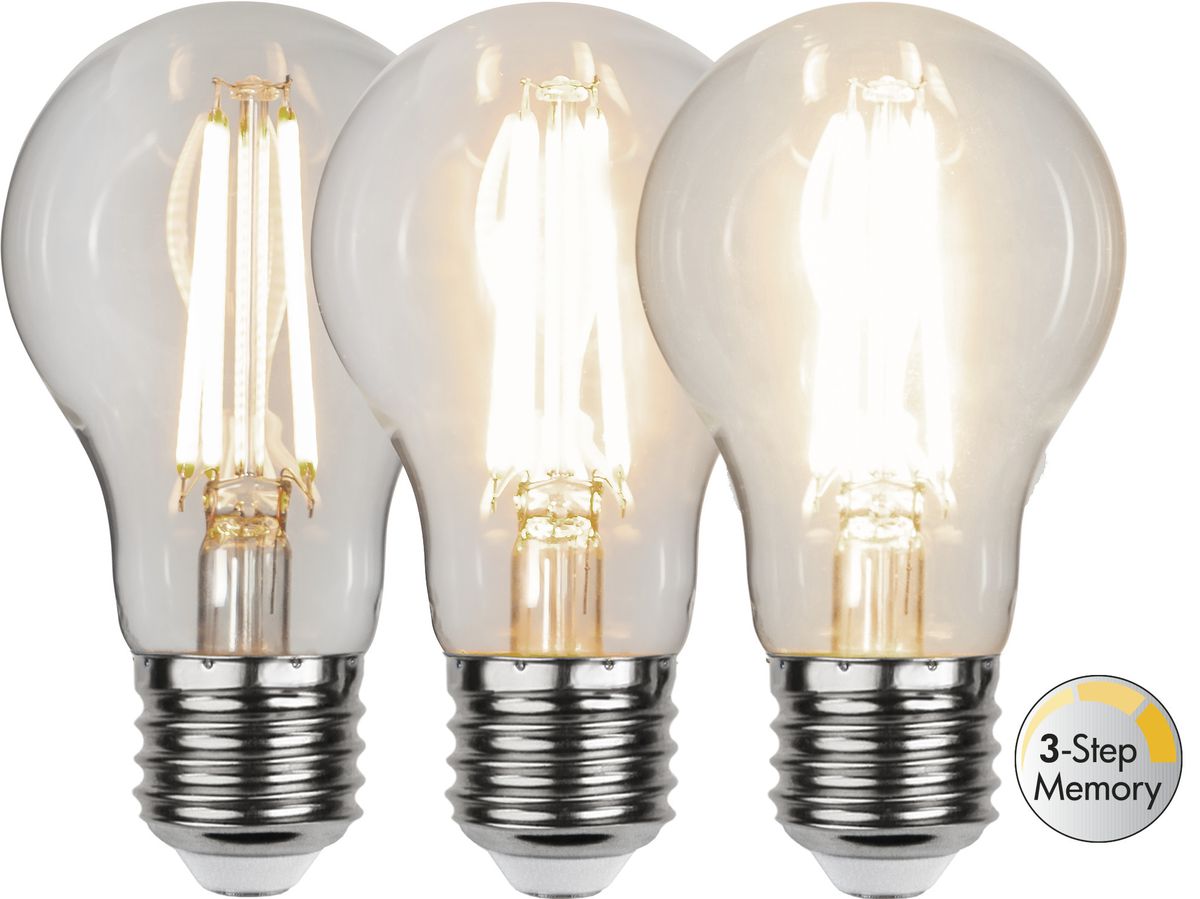 LED Leuchtmittel E27 A60 Clear 3-step memory - E27, 800lm, 3000K, 6.5W, 230V