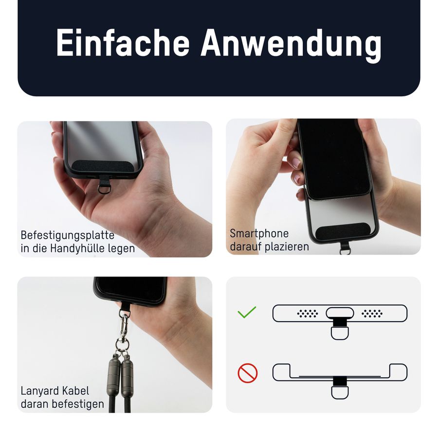 Lanyard Kabel USB Typ-C zu USB Typ-C - 120 cm, schwarz