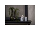 LED Pillar Kerze Flamme Marble - Indoor, Grau, 17.5cm, Timerfunktion
