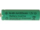 Wiederaufladbare AA - AA 1,2V 600mAh Ni-MH