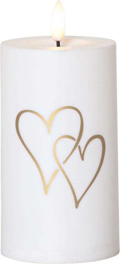 LED Memorial Kerze Flamme Heart - IP44, Warmweiss, 1 LED