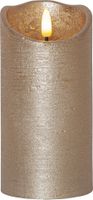LED Pillar Kerze Flamme Rustic - Indoor, Gold, 15.00 cm Höhe,  Timerfunktion