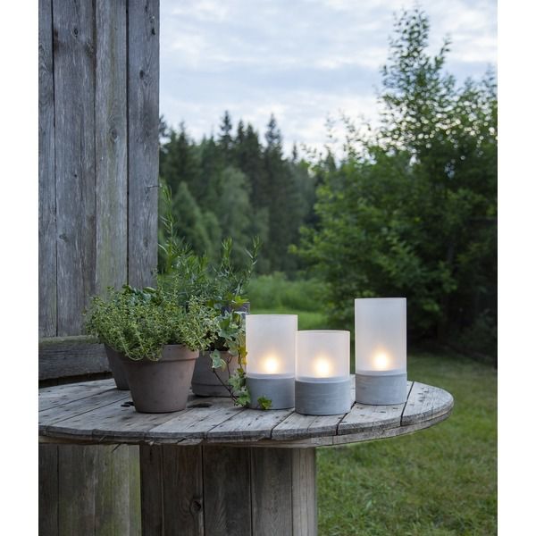 Laterne Cemmy - Indoor, Grau, 18cm Höhe, Timerfunktion