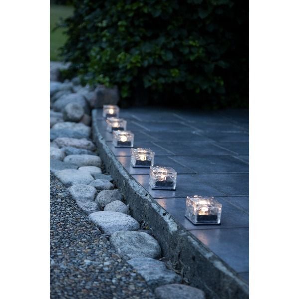 Solar Kerzen 3-p Icecube - Transparent, Lichtfarbe Warmweiss