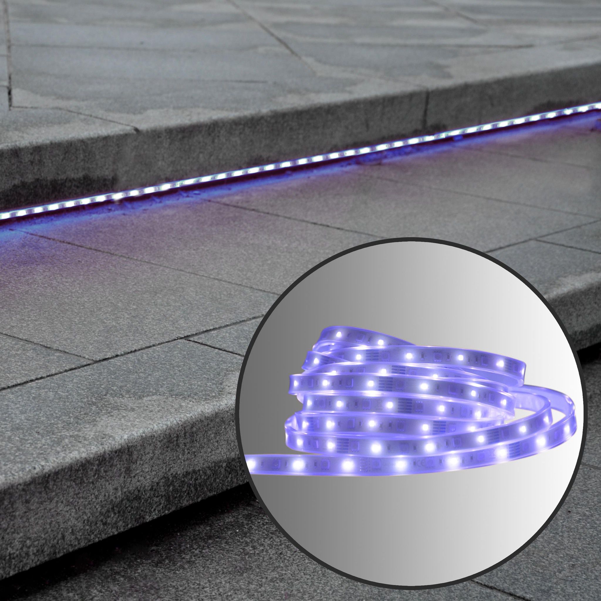 LED Stripe outdoor 1000cm RGBW CH-Stecker, IP55 - 1000cm Länge, IP44; Stecker IP55