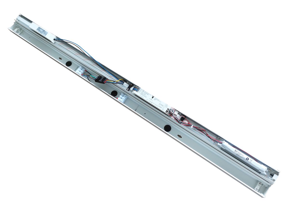 Barra luminosa a LED con singola batteria LEALED, 1500mm - 55W, 8100lm, 4000K, IP20, CRI>80, 120°, 3h Not, weiss, nicht dimmbar, L=1498mm, B=46mm, H=65mm