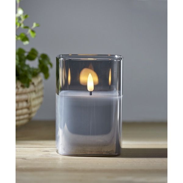 LED Pillar Kerze Flamme - Indoor, Schwarz, 12.5cm Höhe, Timerfunktion