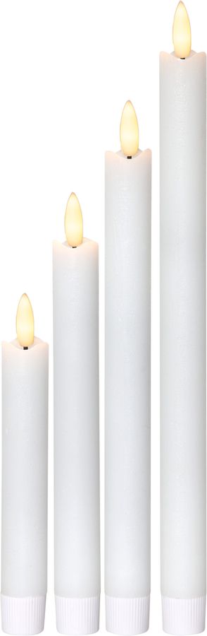 LED Dinner Kerze 4er Pack Flamme - Indoor, Weiss, 28.5cm Höhe, Timerfunktion