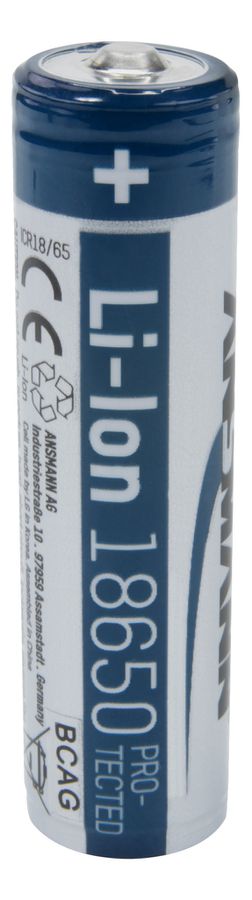 Alkaline Batterie Mono D / LR20 - Li-Ion Akku 18650 3500 mAh, 3.6V, silber, geschützter Akku aufgrund Sicherheitsbeschaltung