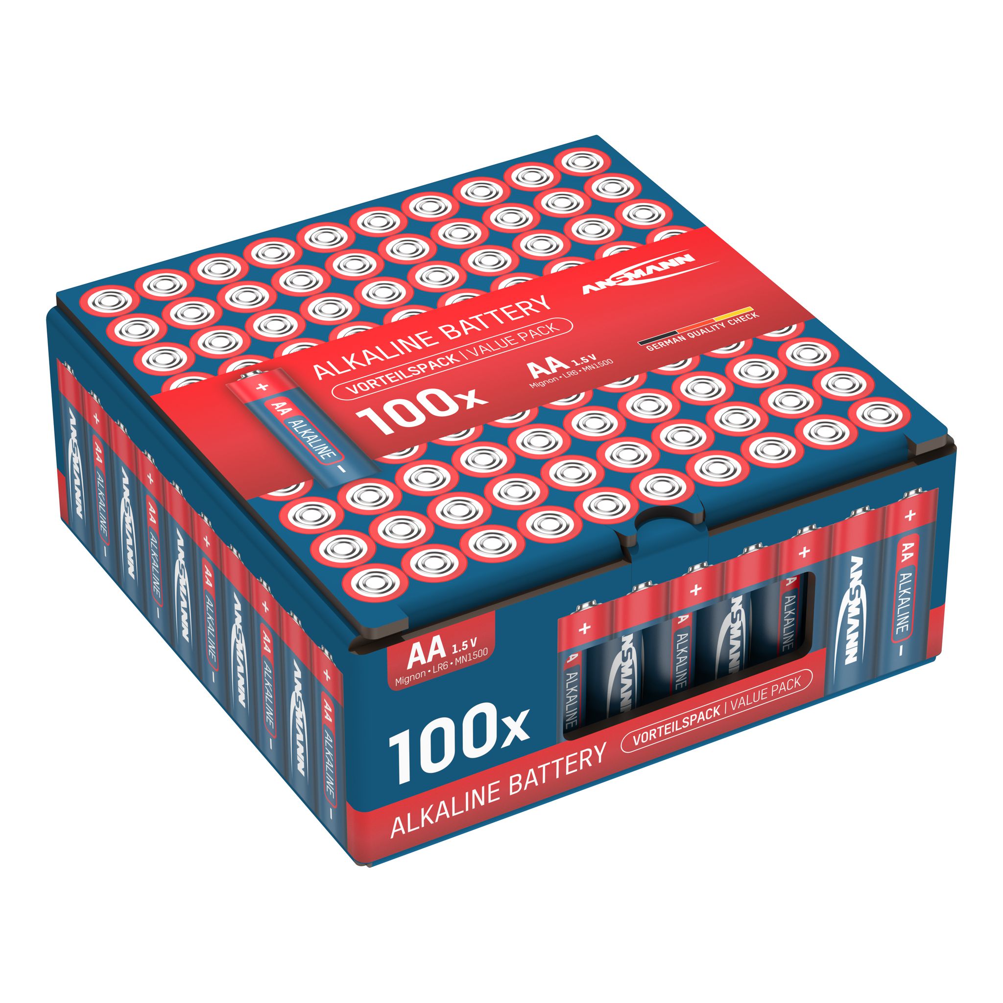 Alkaline Batterien 100er Vorteilspack 10x10 AA, POS-Lösung - LR6/AA Batterien 100er Box Retailverpackung
