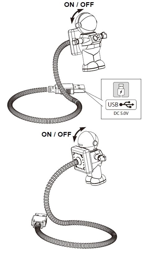 LED Licht Astronaut - 5V DC (USB-A), 0.15W, 6000K, nicht dimmbar, weiss