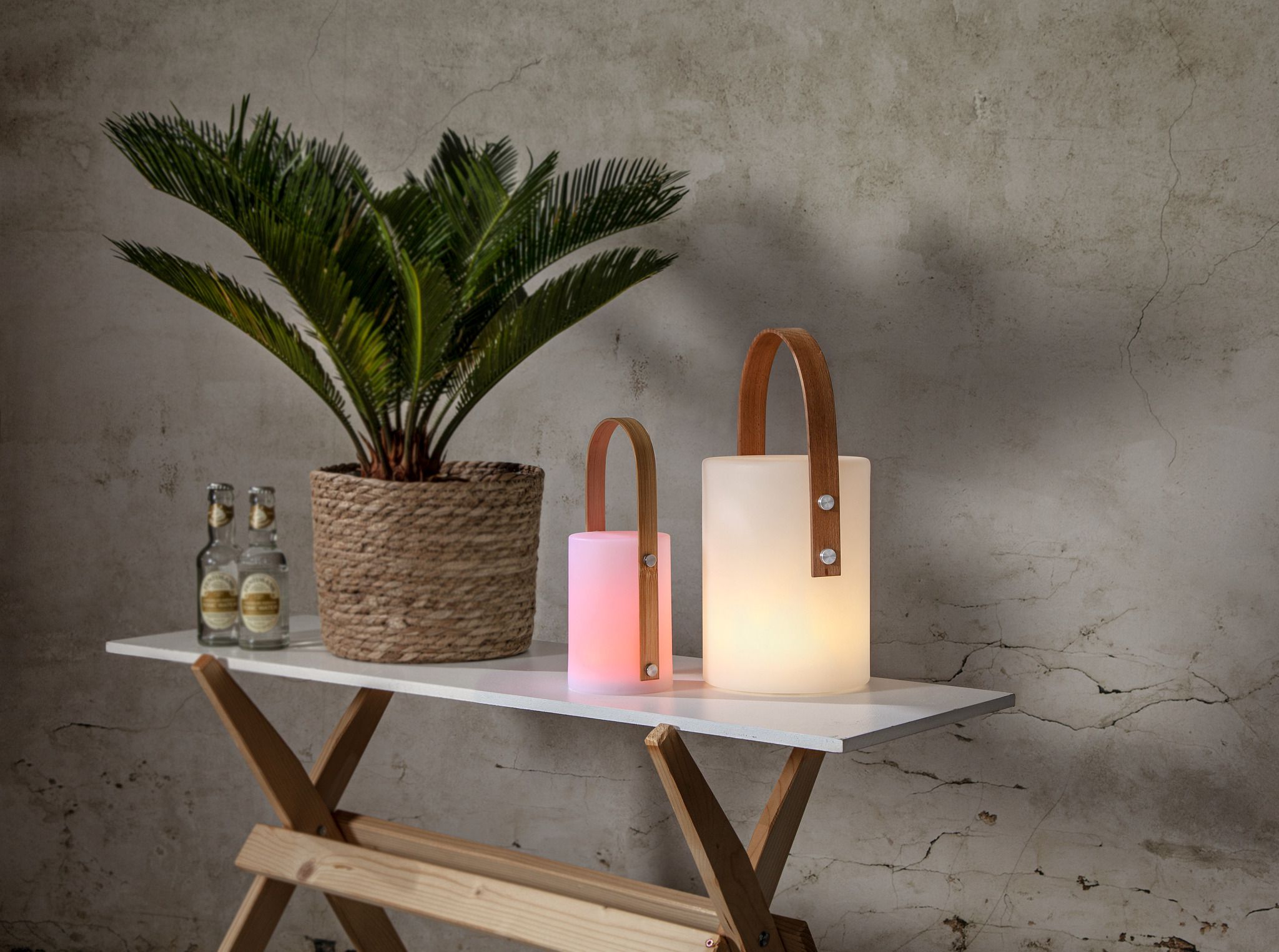 Outdoor-Laterne LUCIE - Weiss, 34 x 17 cm, warm&kaltweiss, wiederaufladbar