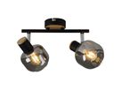 Wand-und Deckenleuchte FUMOSO (2er Spot) - E14, max. 2x40W, IP20, schwarz + holz, nicht dimmbar, exkl. Leuchtmittel, L=400mm, B=100mm, H=200mm