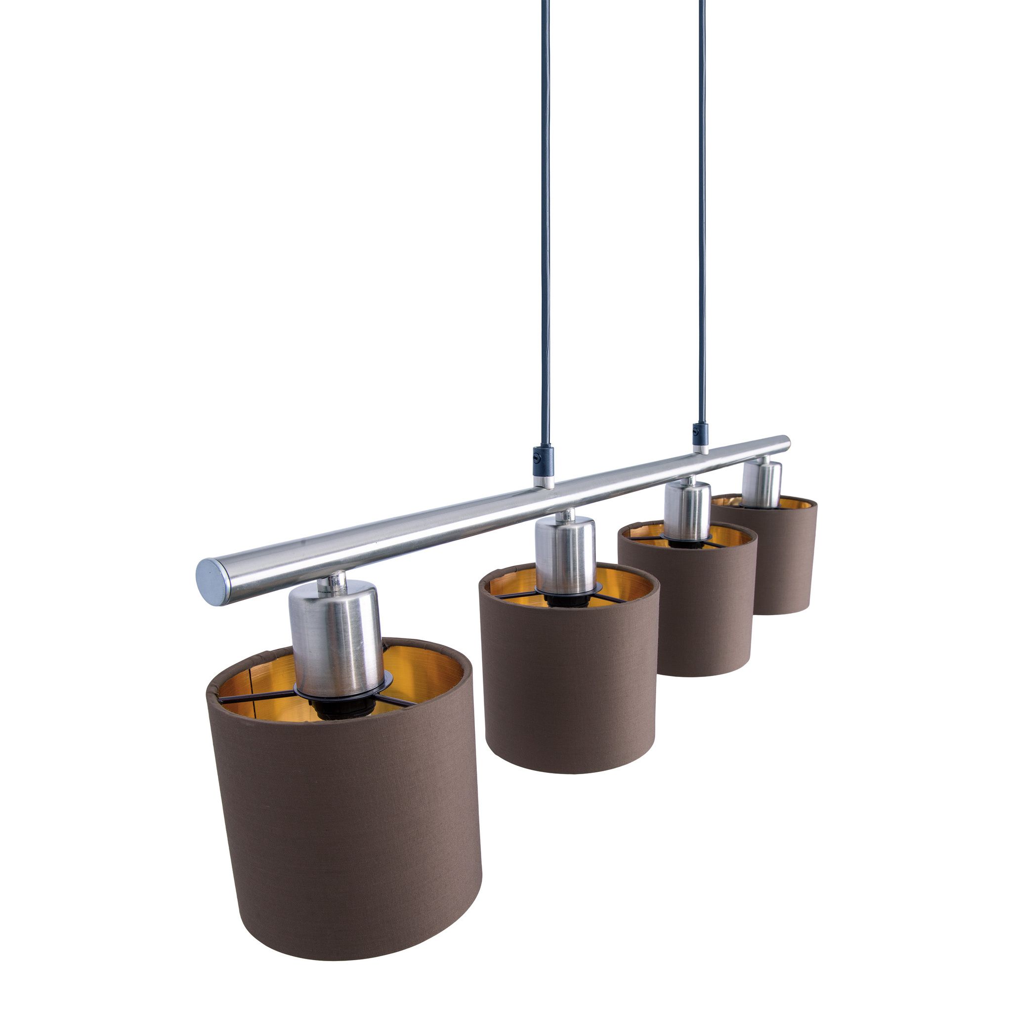 Esstischleuchte MARON G - E14, max. 4x40W, IP20, nickel + braun + gold, nicht dim., exkl. Leuchtm., L=724mm, B=120mm, H=1400mm