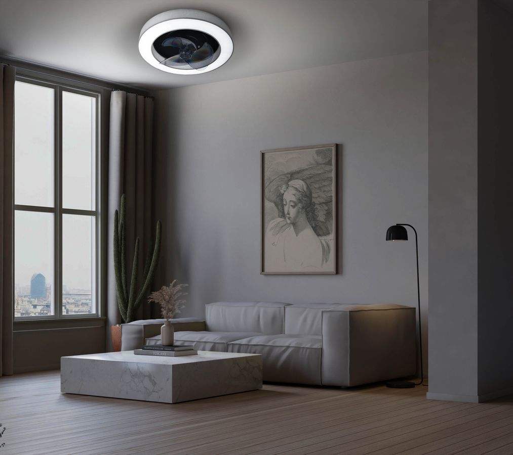 LED-CCT Deckenleuchte  VALENTO  inkl. Ventilator : 51cm grau - IP20, LED-Modul, Grau