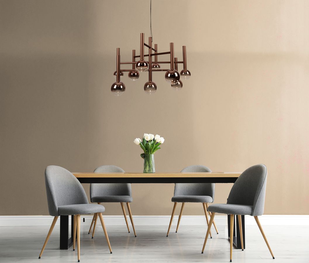 9er LED Pendelleuchte  SINGAPUR : 65cm kupfer - IP20, LED-Modul, Kupfer