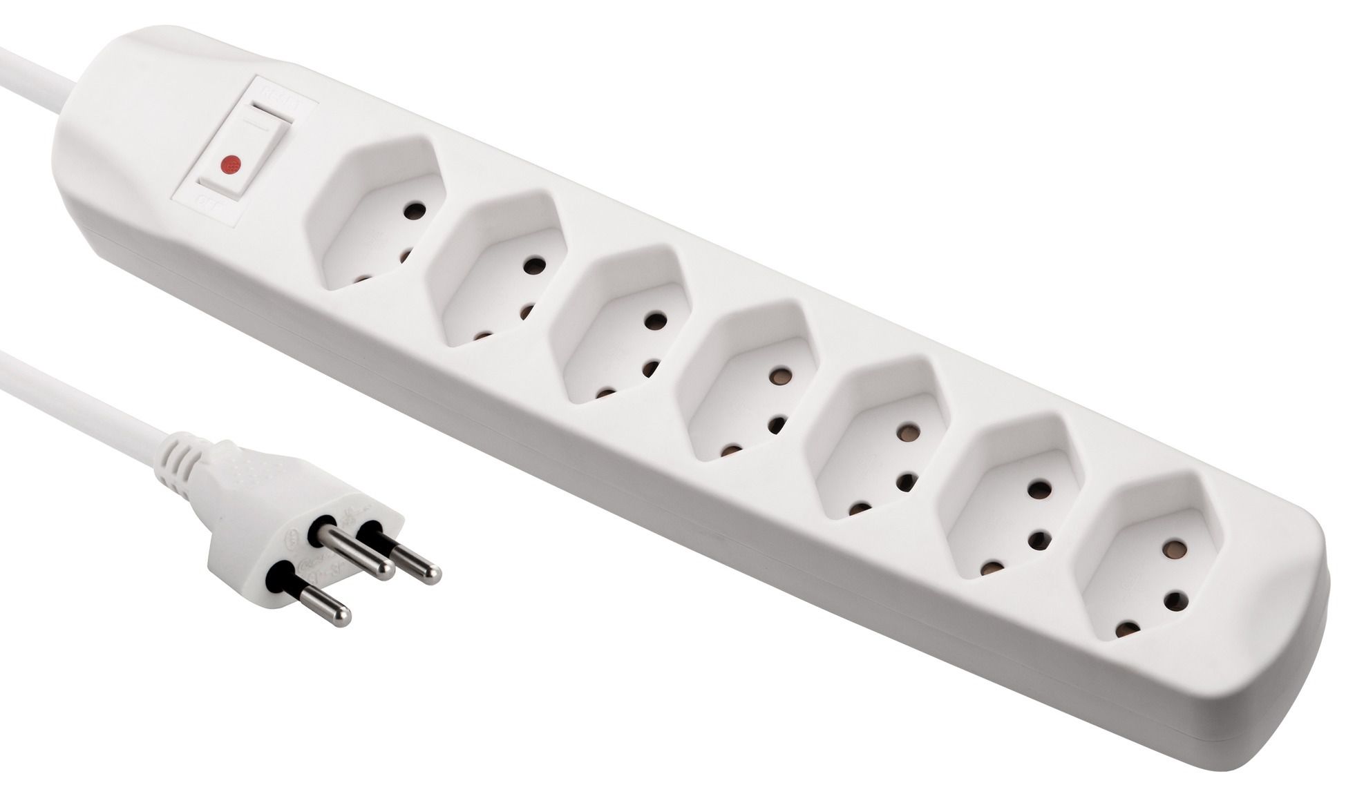 Fix-Line Steckdosenleiste 7xT13 - 7xT13, 1.5m Kabel, H05VV-F 3G1mm2, weiss, Kinderschutz
