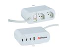SKROSS OfficeStation - 2xT13, PD 65W GaN, 3x USB-C / 1x USB-A, 3.0m Kabel, inkl. 2 Halterungen, weiss