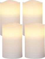 LED Pillar Kerze 4er Pack May - Indoor, Weiss, 12.5cm Höhe, Timerfunktion