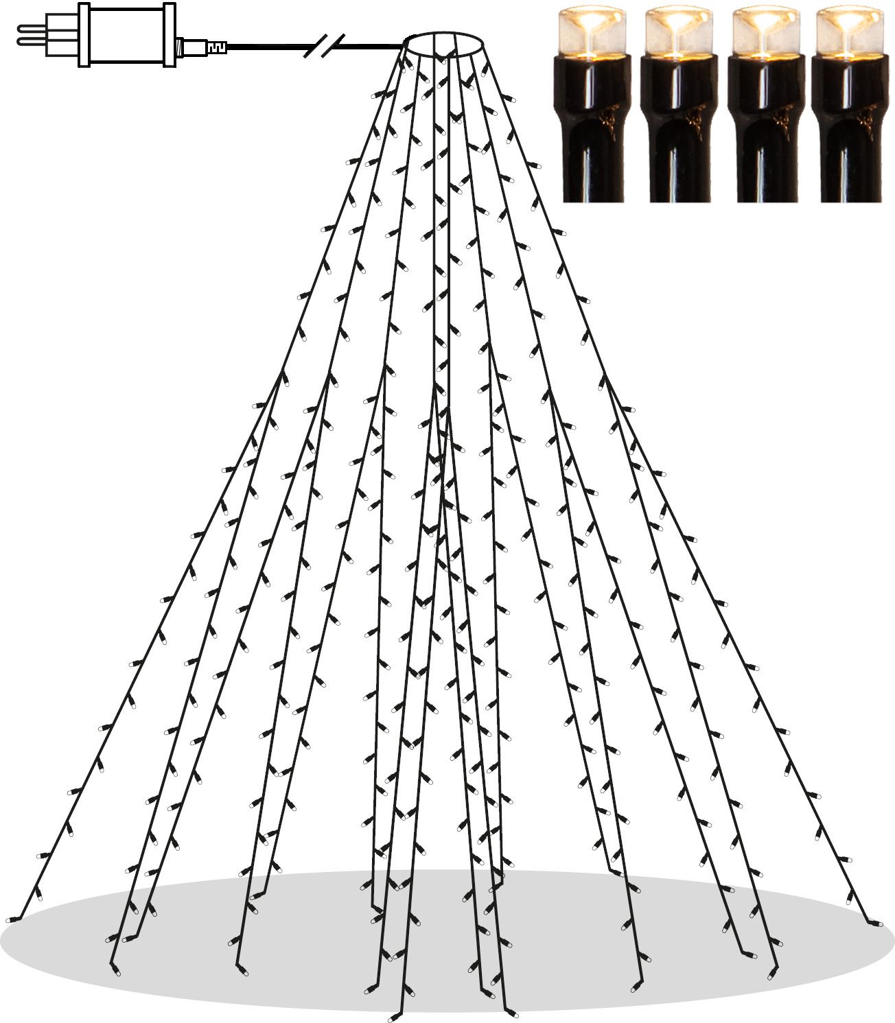 Christmas Tree Light Shiny - IP44, Warmweiss, 360 LED's, 200 cm