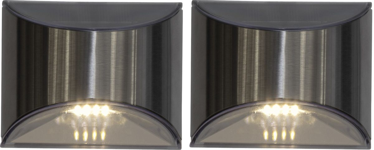 Solar Wand Laterne 2-p Wally - Silber, Lichtfarbe Warmweiss