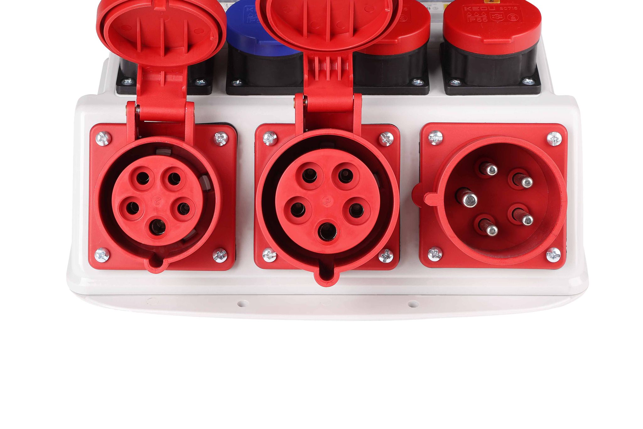 Wandstromverteiler 32A IP44/IP55 - Input: 1x CEE32/5 Output: 1xCEE32/5 1xCEE16/5 2xT23 2xT25