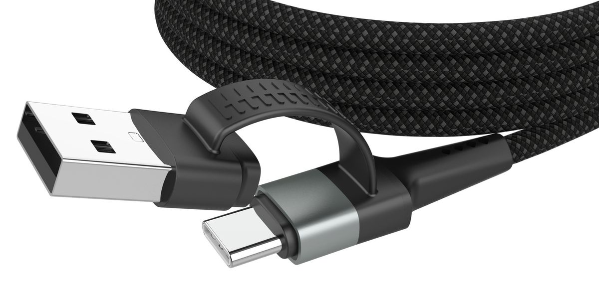 Magnetisches Kabel USB-A oder USB-C auf USB-C oder Lightning - 120 cm,  schwarz