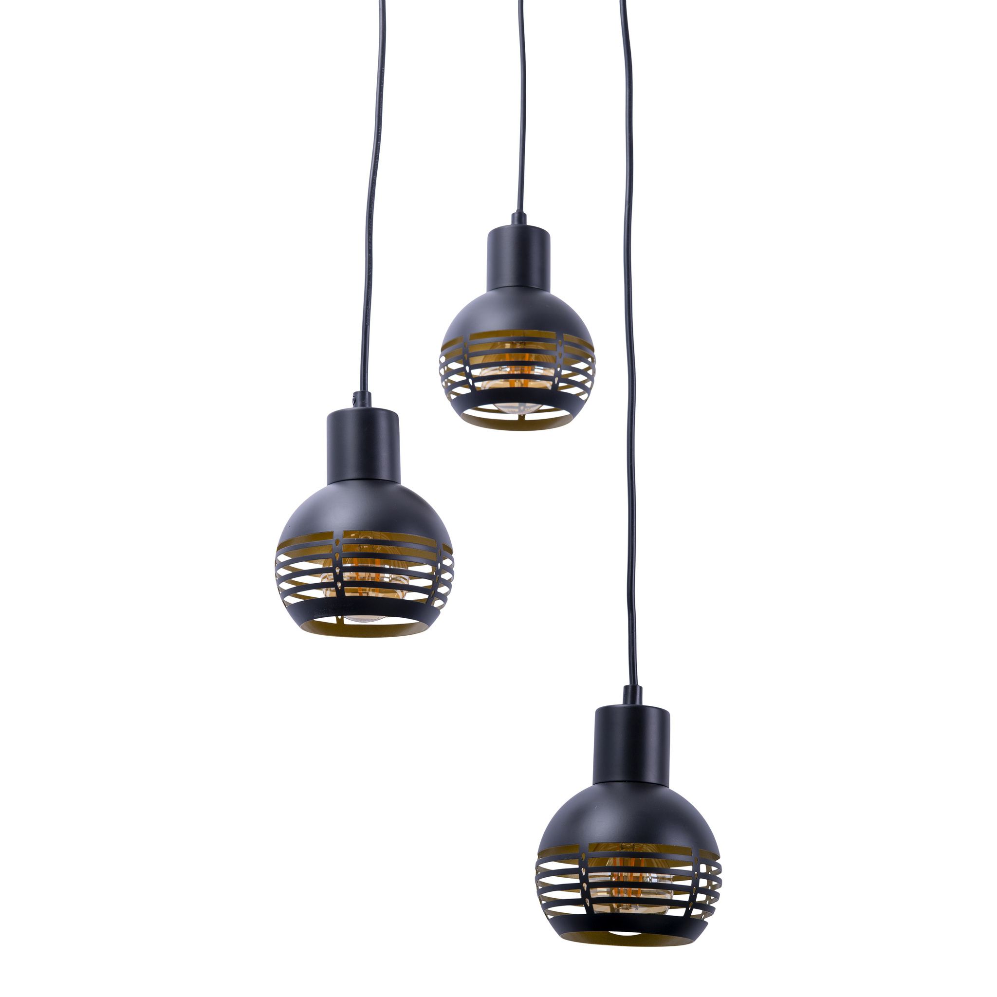 3er Pendelleuchte schwarz golden Casco - E27, IP20