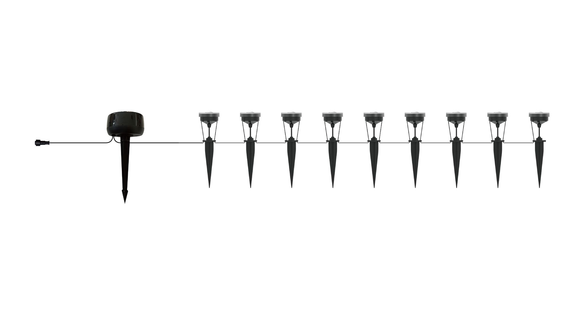 24V RGB Smart Mini Gartenspot 9x - 24V DC, 5W, IP65, 36°, anthrazit, inkl. Spike