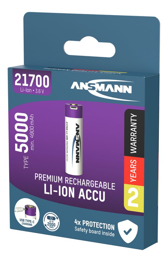 Li-Ion Akkus 21700 Typ 5000 (min. 4900 mAh) 4er Karton - 4er Box