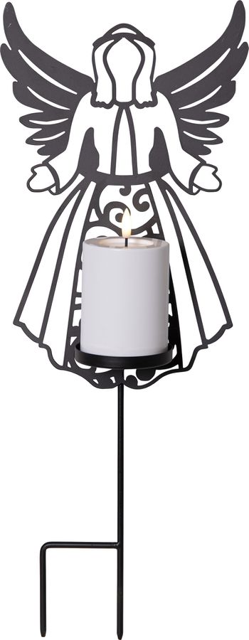 LED Memorial Kerze Flamme Deco - Indoor, Outdoor, Schwarz, 48.00 cm Höhe, Timerfunktion
